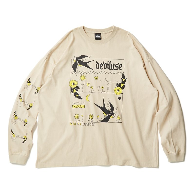 画像1: Deviluse (デビルユース)Swallow L/S T-shirts(Sand) (1)