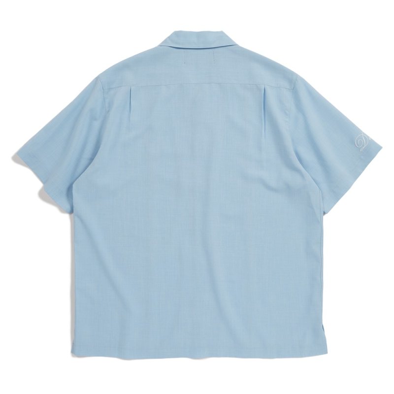 画像2: Deviluse (デビルユース) Script Open Collar Shirts (Light Blue) (2)