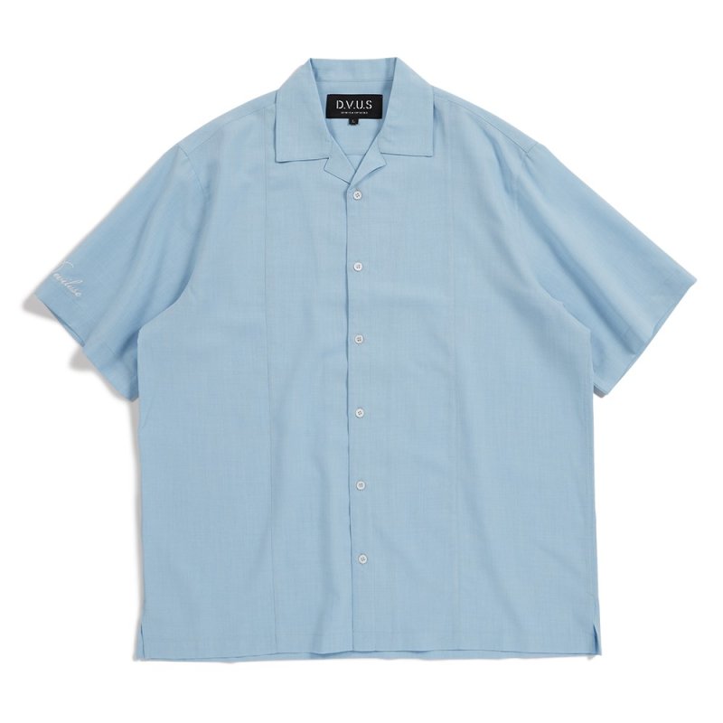 画像1: Deviluse (デビルユース) Script Open Collar Shirts (Light Blue) (1)