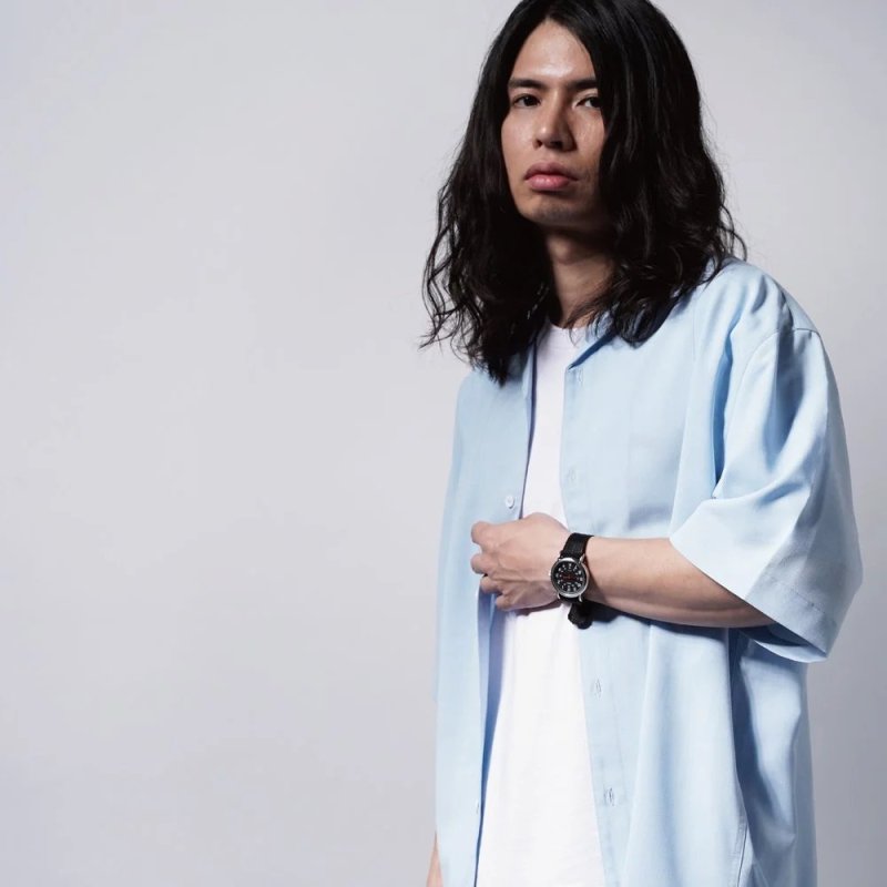 画像6: Deviluse (デビルユース) Script Open Collar Shirts (Light Blue) (6)