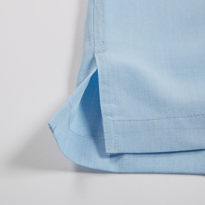 画像4: Deviluse (デビルユース) Script Open Collar Shirts (Light Blue) (4)