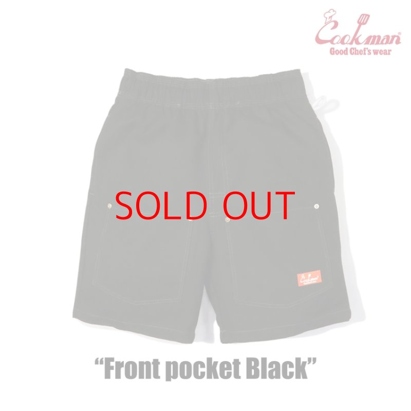 画像1: COOKMAN(クックマン) Chef Pants Short Front pocket Black (1)