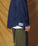 画像4: Subciety（サブサエティ）WOOL-LIKE LOOSE STRIPE SHIRT / NAVY (4)