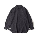 画像1: Subciety（サブサエティ）WOOL-LIKE LOOSE STRIPE SHIRT / BLACK (1)