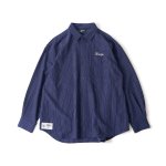 画像1: Subciety（サブサエティ）WOOL-LIKE LOOSE STRIPE SHIRT / NAVY (1)