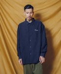 画像2: Subciety（サブサエティ）WOOL-LIKE LOOSE STRIPE SHIRT / NAVY (2)