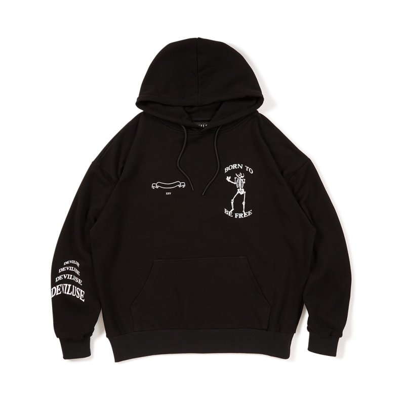 画像1: Deviluse(デビルユース) Bone to be free Pullover Hooded(Black) (1)