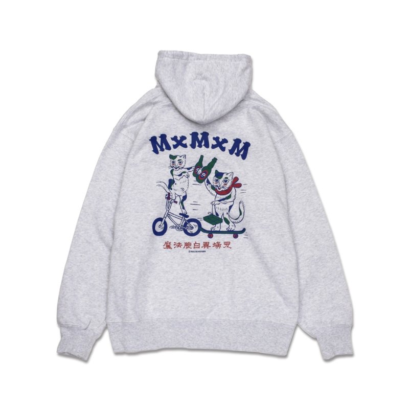 画像1: MxMxM（マモミ）はみだし猫 HOODIE(ASH) (1)
