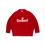 画像1: Deviluse(デビルユース) Mohair Logo Knit(Red) (1)