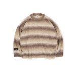 画像1: Deviluse (デビルユース) Border Knit Crewneck (Brown)  (1)