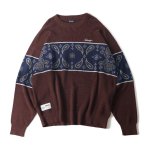 画像1: SUBCIETY（サブサエティ）PAISLEY BORDER KNIT(BROWN) (1)