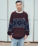 画像2: SUBCIETY（サブサエティ）PAISLEY BORDER KNIT(BROWN) (2)