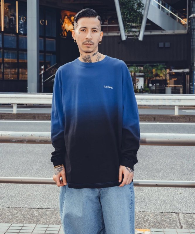 画像2: SUBCIETY(サブサエティ)Gradation tee L/S(BLUE) (2)