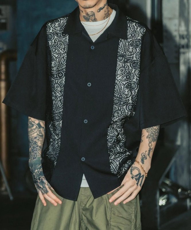画像2: SUBCIETY（サブサエティ）Lace panel shirt (2)