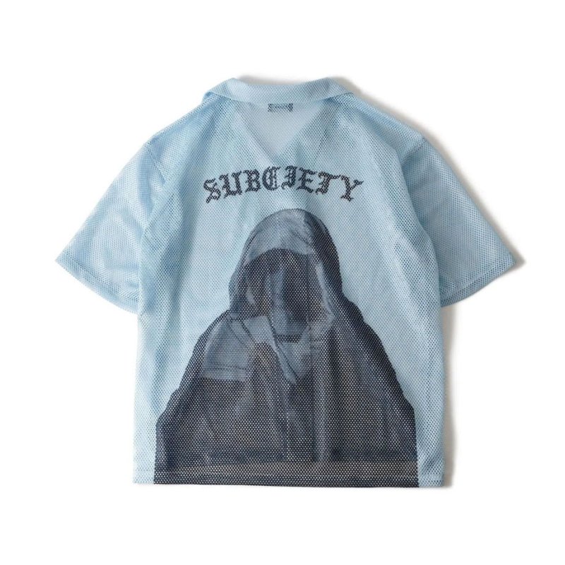画像1: SUBCIETY（サブサエティ）Hexagonal mesh shirt (BLUE) (1)