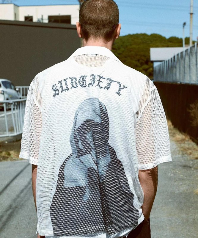 画像3: SUBCIETY（サブサエティ）Hexagonal mesh shirt (WHITE) (3)