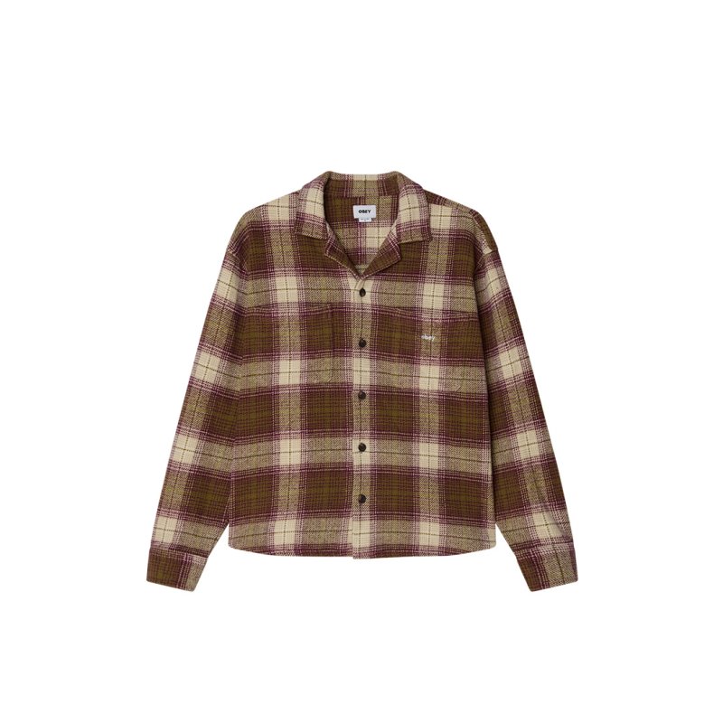 画像1: OBEY(オベイ) LAUREL SHIRT -MOSS GREEN MULTIー (1)