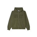 画像1: OBEY(オベイ) HYBRID FADED ZIP HOOD - DEEP LICHEN GREEN FADED WASH (1)
