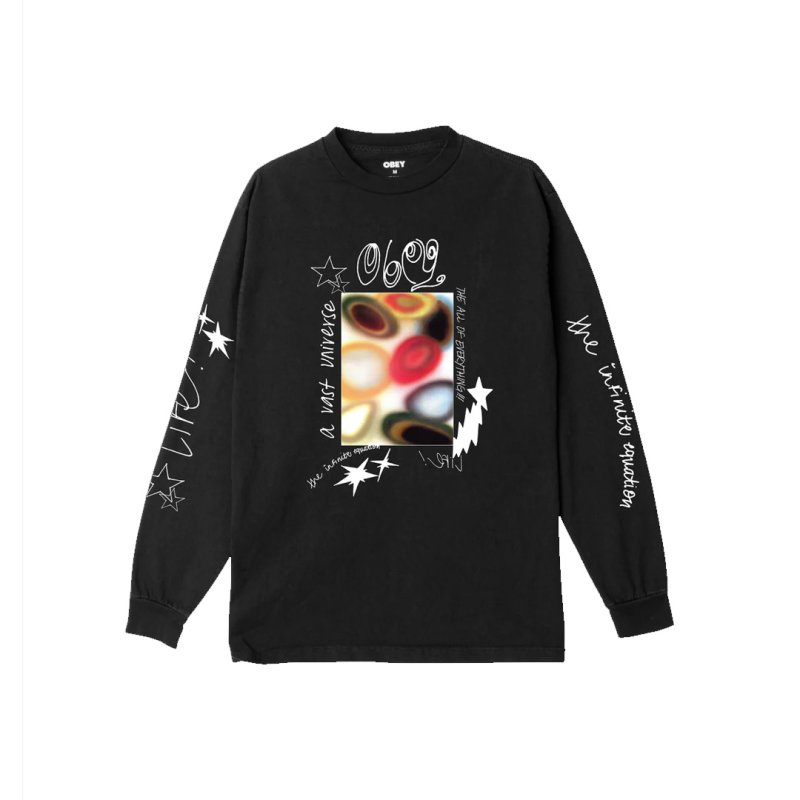 画像1: OBEY(オベイ) VAST UNIVERSE PIGMENT LS T-SHIRT - PIGMENT DUSTY BLACK (1)