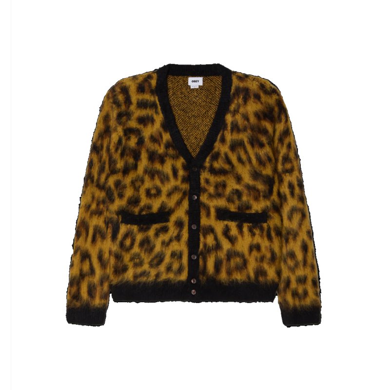 画像1: OBEY(オベイ) PATRON CARDIGAN - LEOPARD (1)