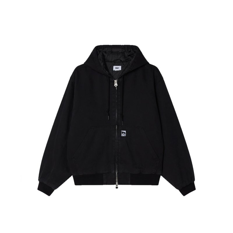 画像1: OBEY(オベイ)  RANDY ZIP UP HOOD - BLACK FADED WASH (1)