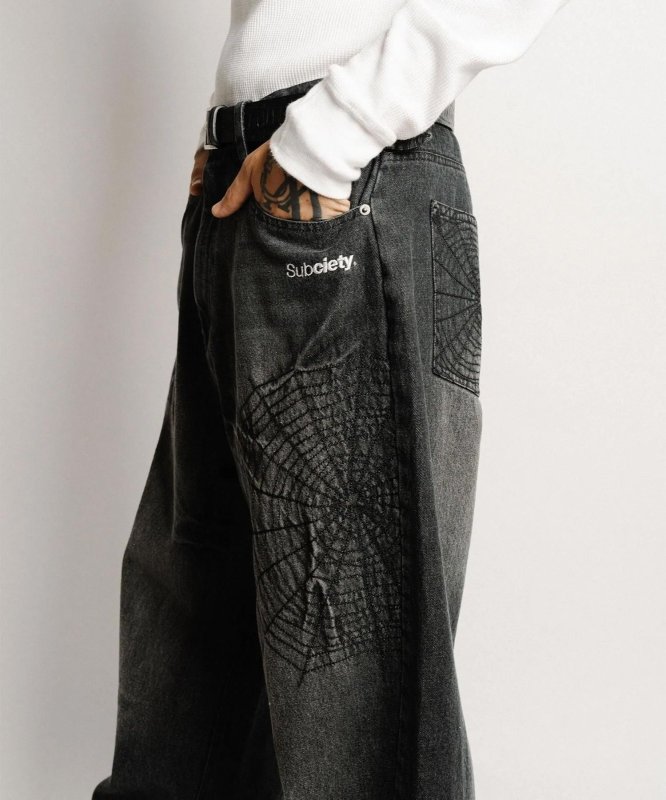 画像8: SUBCIETY（サブサエティ）Cobweb curved denim pants (8)