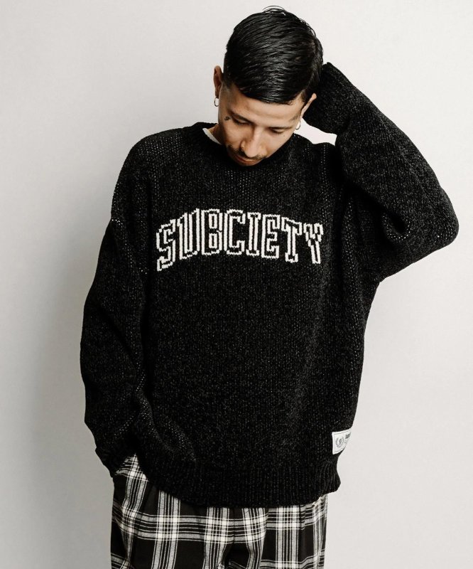 画像3: SUBCIETY（サブサエティ）Chenille arc knit -BLACK- (3)