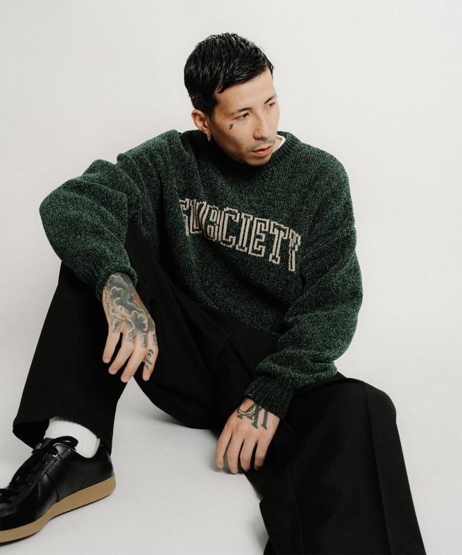 画像2: SUBCIETY（サブサエティ）Chenille arc knit -GREEN- (2)