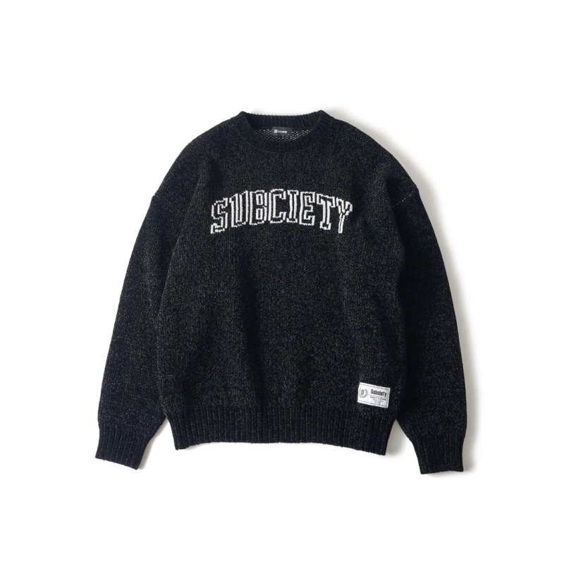 画像1: SUBCIETY（サブサエティ）Chenille arc knit -BLACK- (1)