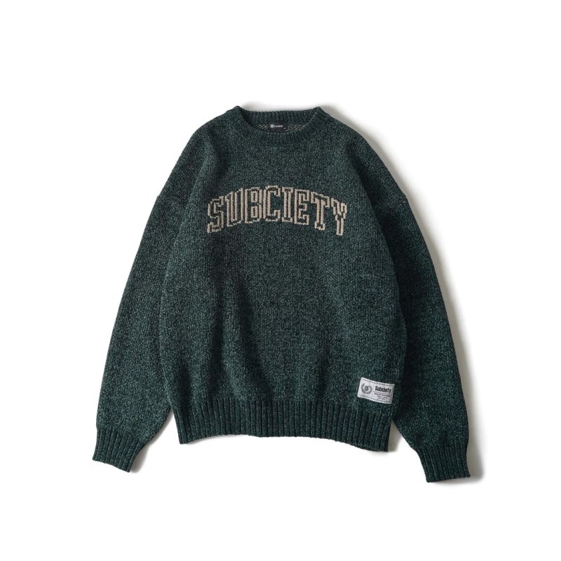 画像1: SUBCIETY（サブサエティ）Chenille arc knit -GREEN- (1)