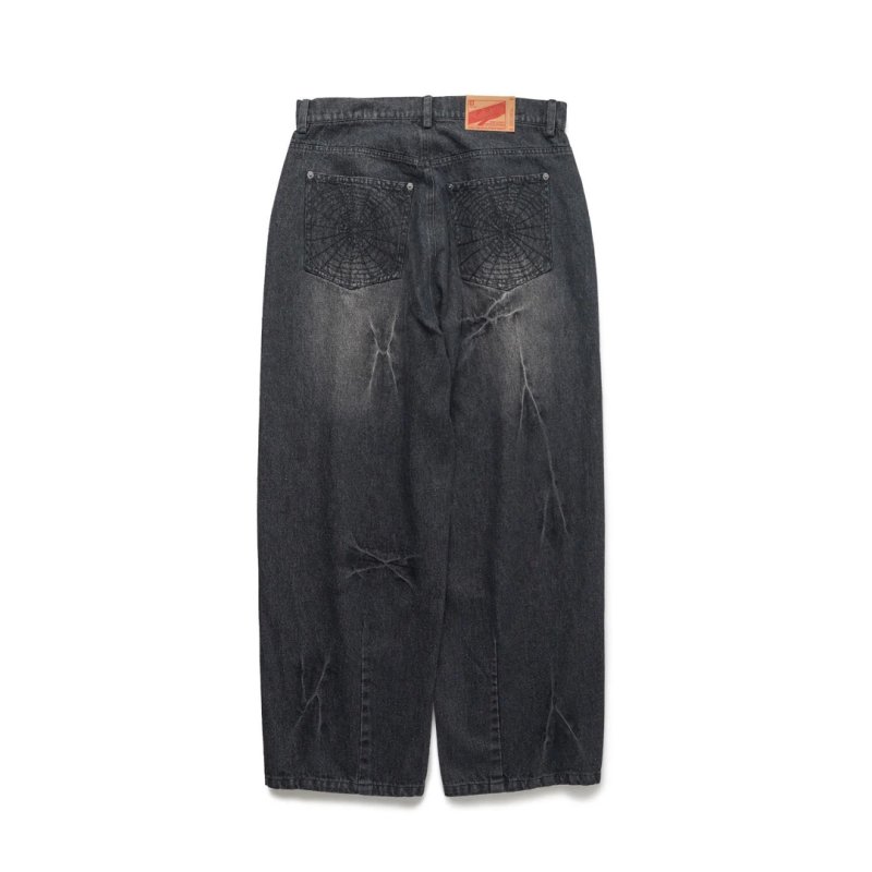 画像2: SUBCIETY（サブサエティ）Cobweb curved denim pants (2)
