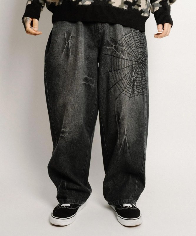 画像3: SUBCIETY（サブサエティ）Cobweb curved denim pants (3)