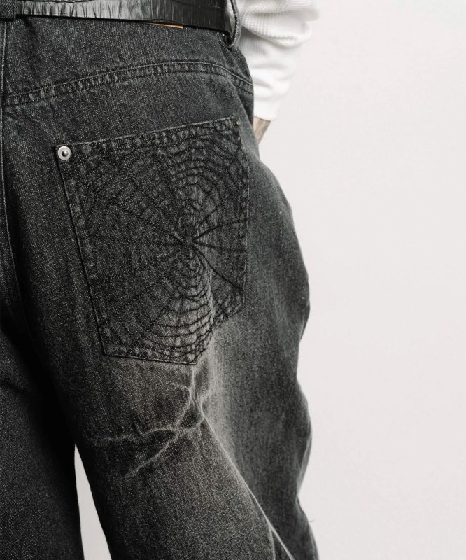 画像7: SUBCIETY（サブサエティ）Cobweb curved denim pants (7)