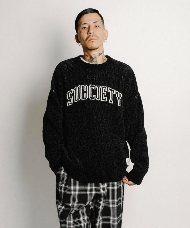 画像2: SUBCIETY（サブサエティ）Chenille arc knit -BLACK- (2)