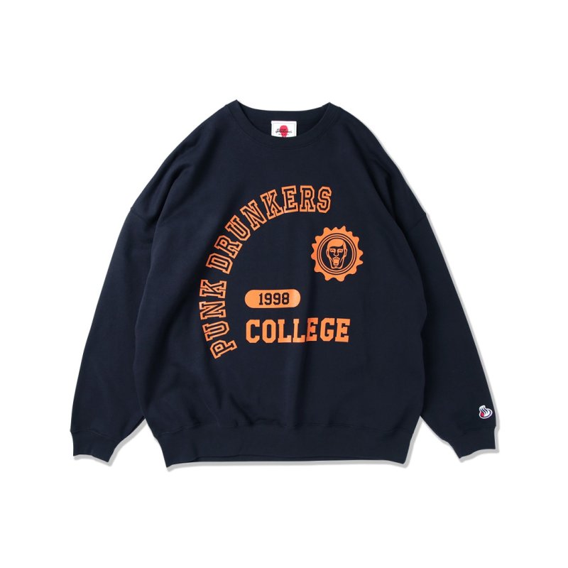 画像1: PUNK DRUNKERS（パンクドランカーズ）へんてこカレッジBIGトレーナー　-NAVY- (1)