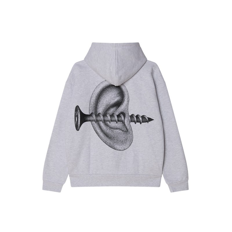 画像1: OBEY(オベイ) RECORDS EAR FADED HOOD -ASH- (1)