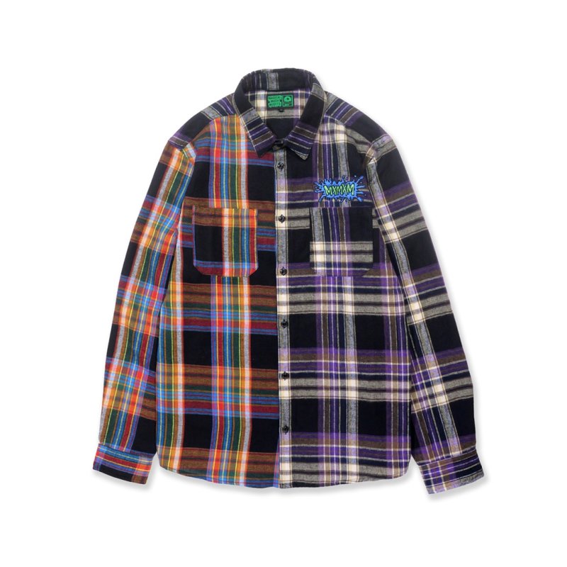 画像1: MxMxM（マモミ）MxMxM チグハグ NEL SHIRT (PURPLE) (1)