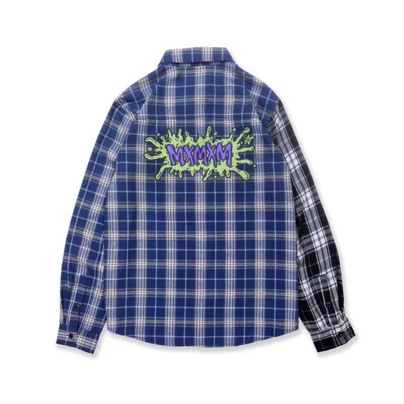 画像2: MxMxM（マモミ）MxMxM チグハグ NEL SHIRT (BLUE) (2)