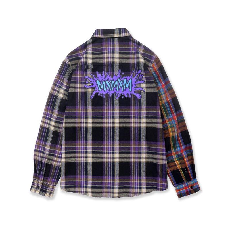 画像2: MxMxM（マモミ）MxMxM チグハグ NEL SHIRT (PURPLE) (2)